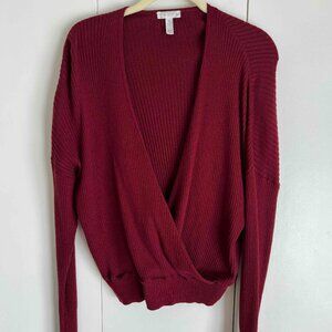 Maroon/Burgundy V Neck Sweater — Size Medium
